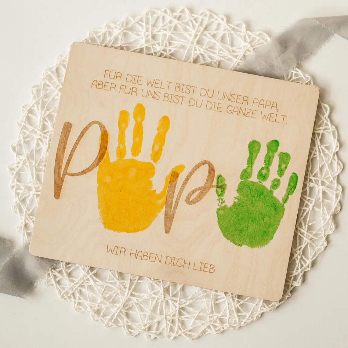 Personalized Dad Handprint Wood Sign Gift from Kids