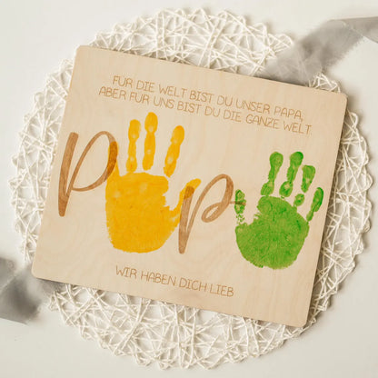 Personalized Dad Handprint Wood Sign Gift from Kids