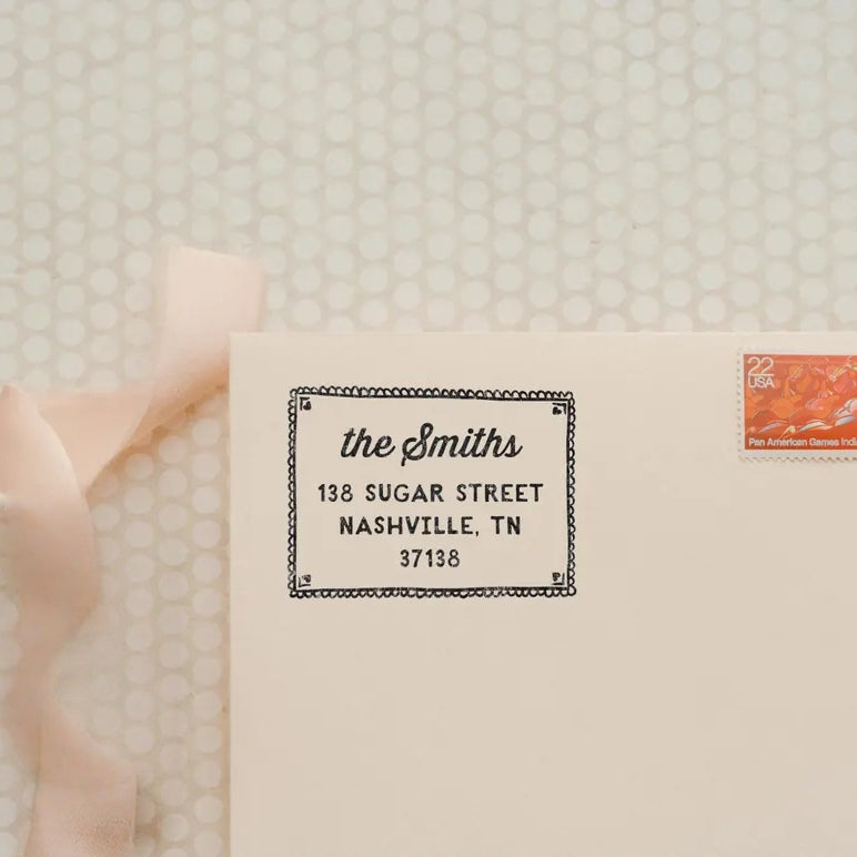 Personalized Cute Address Stamp – Scalloped Border & Heart Return Address Self-Inking Stamp