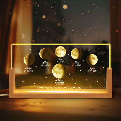 Custom Moon Phase LED Night Light | Personalized Gift for Mom