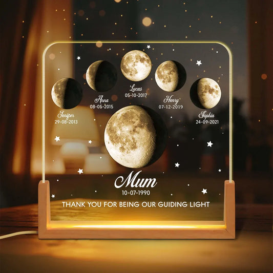 Custom Moon Phase LED Night Light | Personalized Gift for Mom