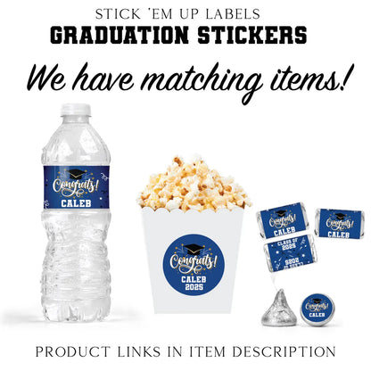 Graduation Water Bottle Labels – Custom Class of 2025 Grad Party Decor