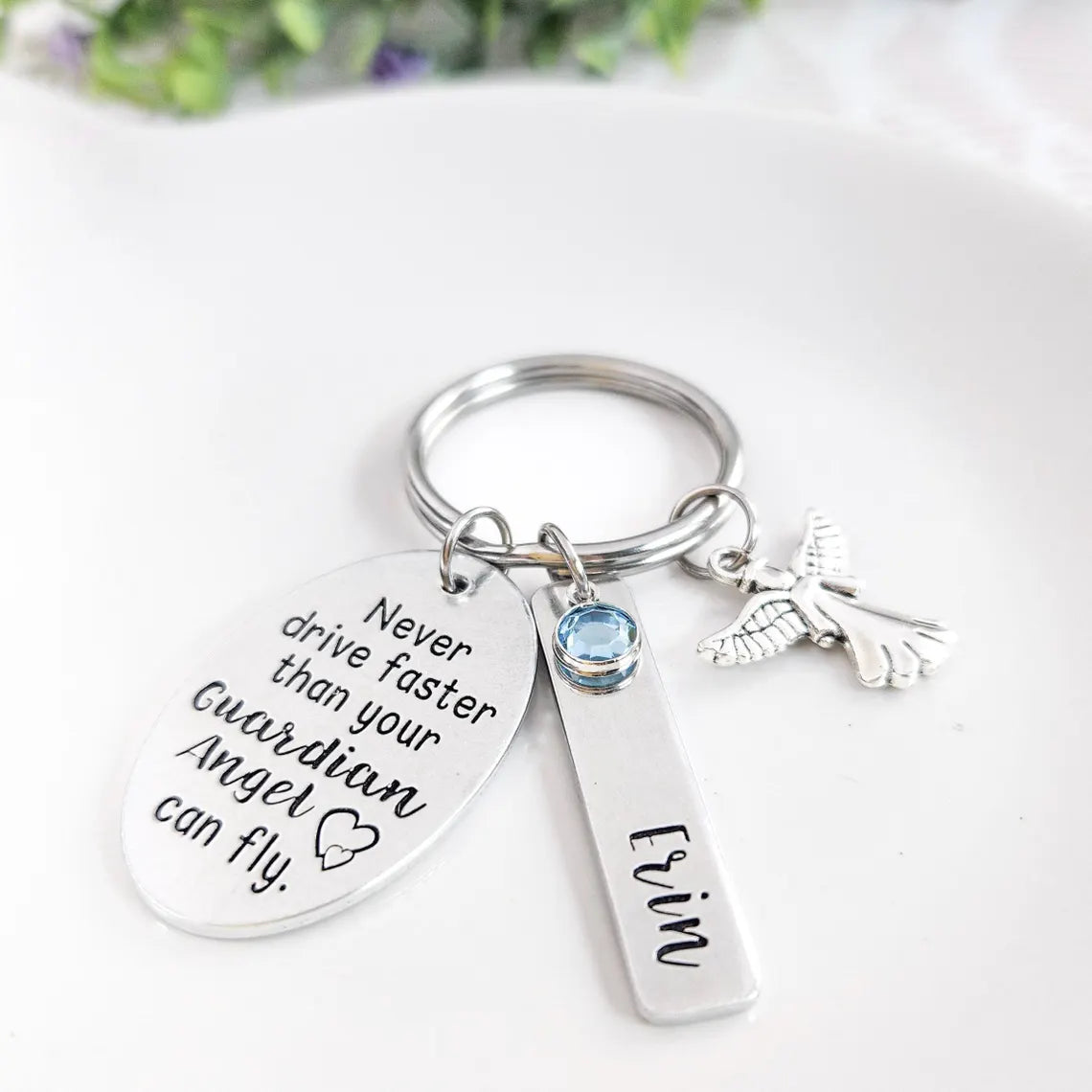 Guardian Angel Keychain – Personalized Safe Driving Gift for New Drivers