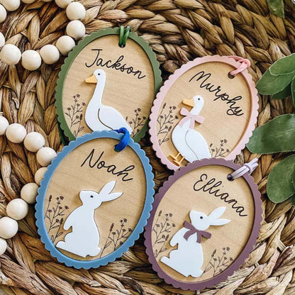 Custom Easter Basket Tag – Personalized Bunny or Goose Name Tag