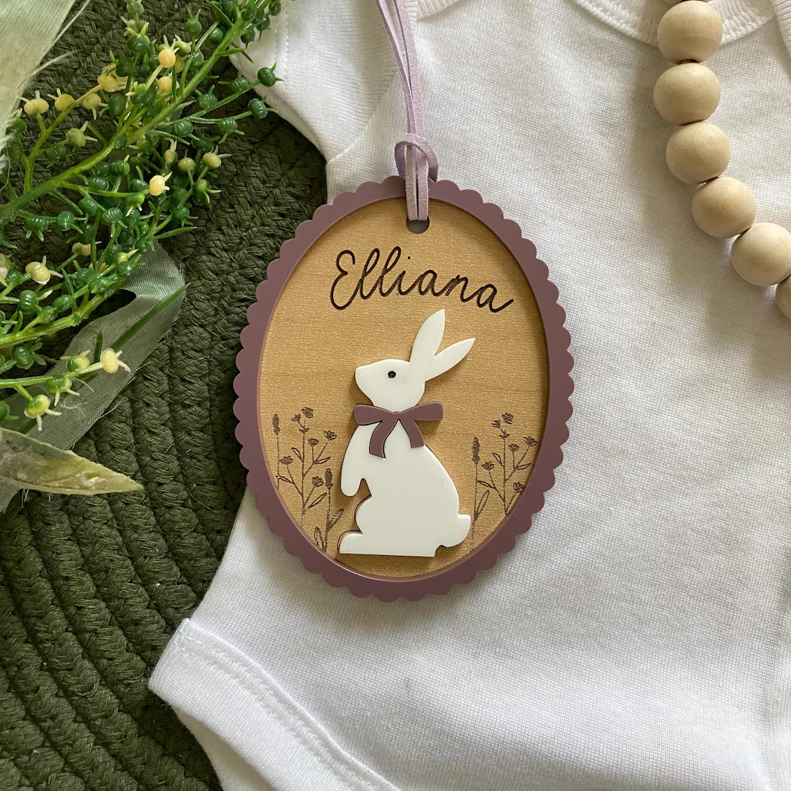Custom Easter Basket Tag – Personalized Bunny or Goose Name Tag