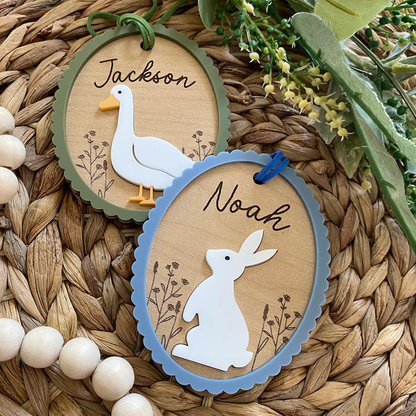 Custom Easter Basket Tag – Personalized Bunny or Goose Name Tag