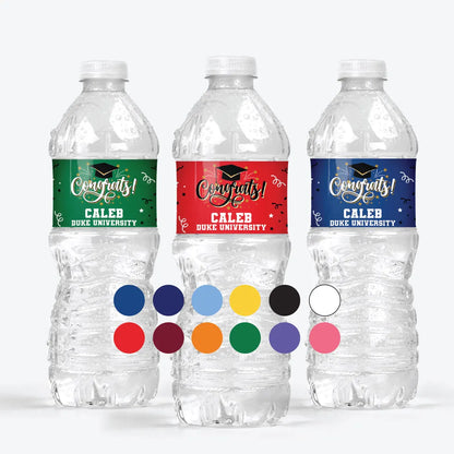 Graduation Water Bottle Labels – Custom Class of 2025 Grad Party Decor