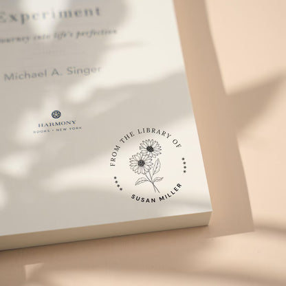 Personalized Book Stamp | Custom Birth Flower & Ex Libris Stamp | Gift for Book Lovers
