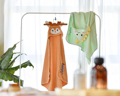 Personalized Hooded Baby Towel – Custom Name & Animal Design