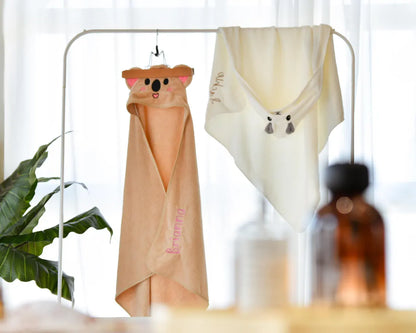 Personalized Hooded Baby Towel – Custom Name & Animal Design