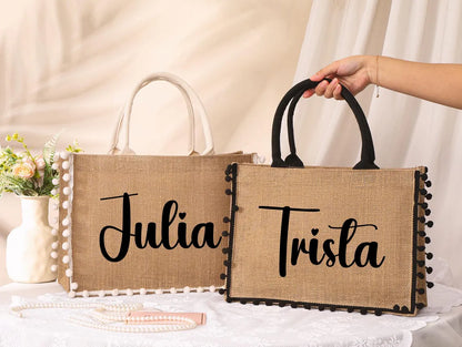 Personalized Bridesmaid Jute Tote Bag – Custom Burlap Gift