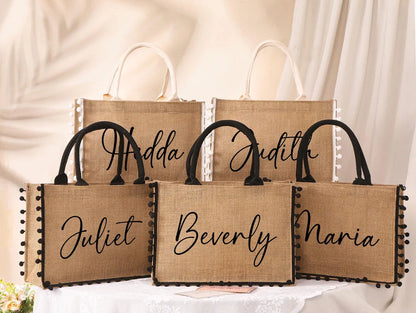 Personalized Bridesmaid Jute Tote Bag – Custom Burlap Gift