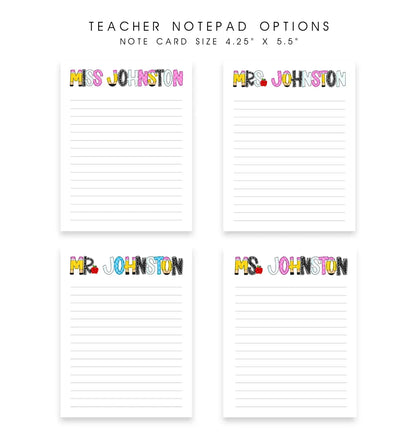 Personalized Teacher Notepad – Custom Gift for Teacher Appreciation