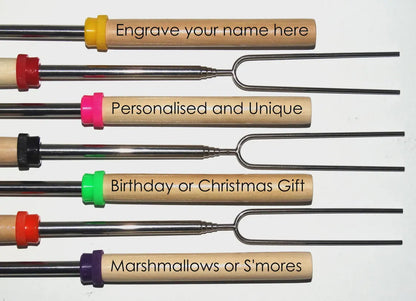 Personalized Marshmallow Roasting Stick – Engraved Telescopic Fork
