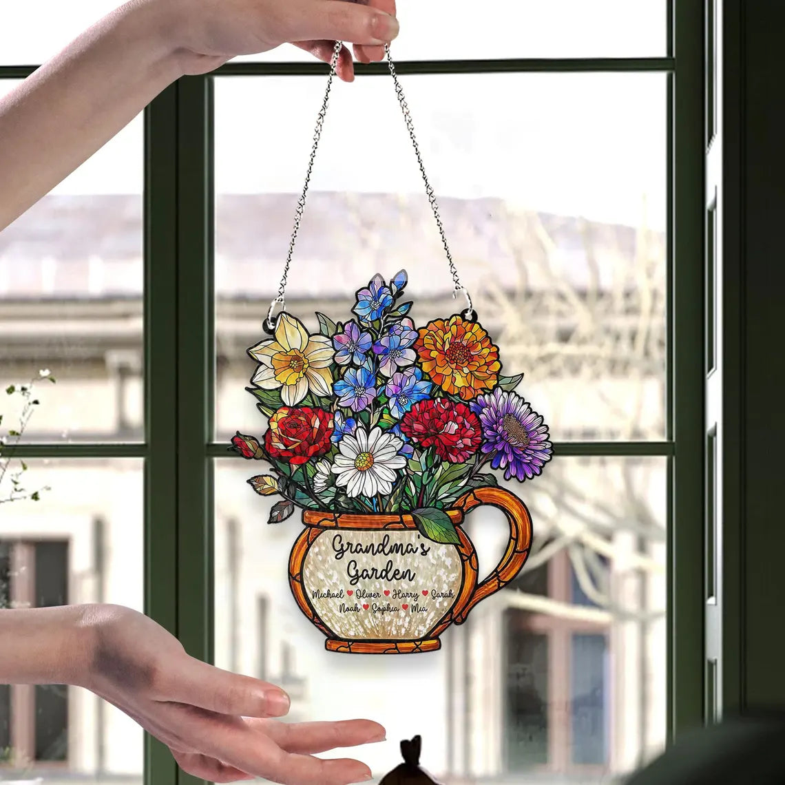 Personalized Grandma’s Garden Suncatcher – Birth Flower Gift