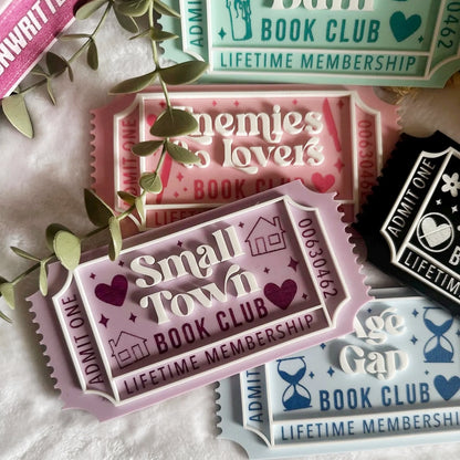 Book Club Ticket Acrylic Leaner | Bookish Decor Gift for Readers