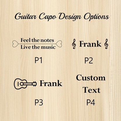 Custom Beechwood Guitar Capo & Pick Gift Set with Engraving