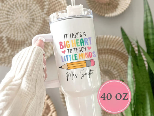 Custom Teacher Tumbler - Personalized 40oz with Handle
