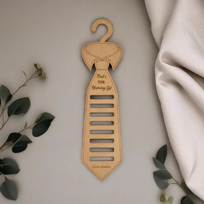 Custom Wood Tie Hanger – Personalized Closet Organizer Gift for Men