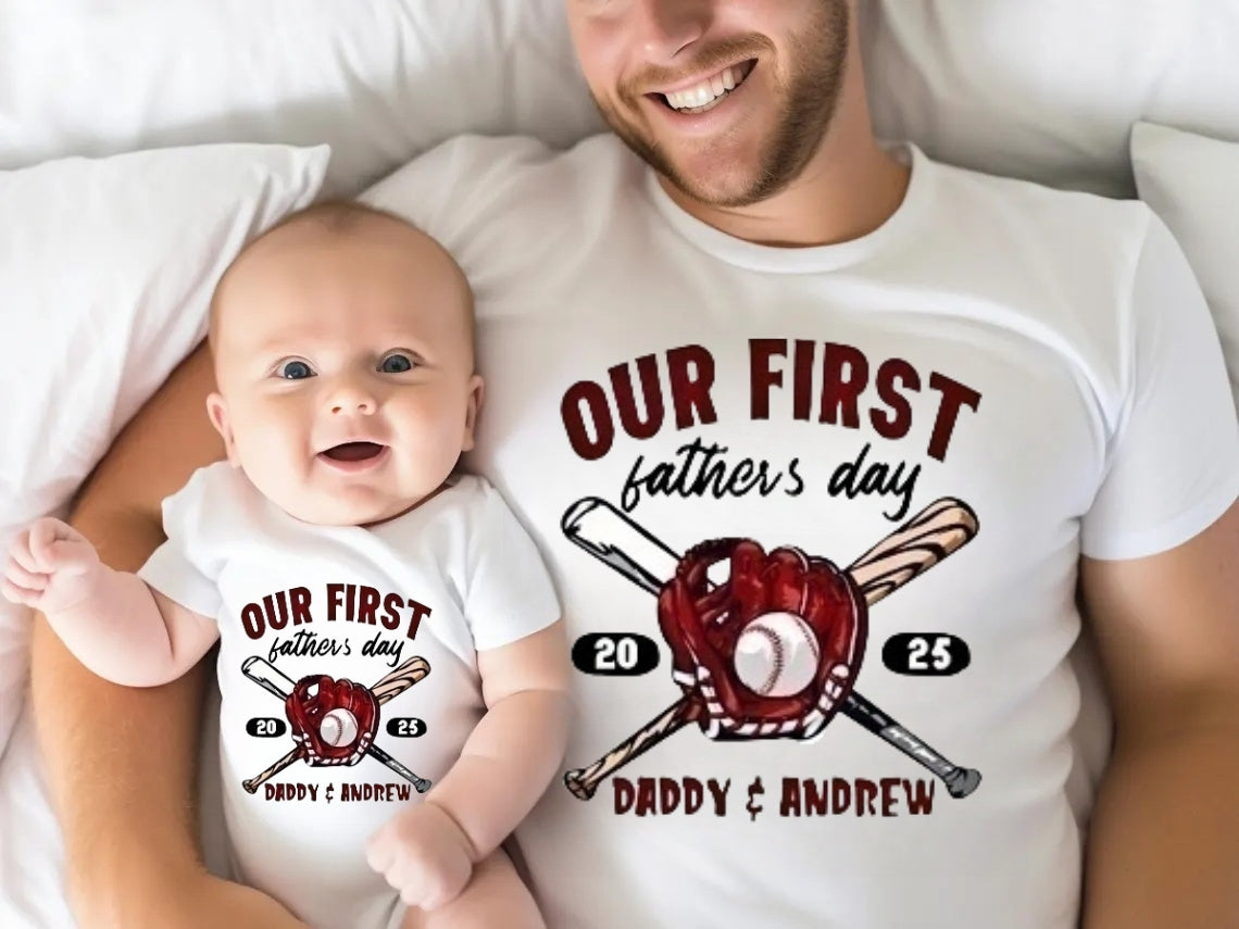 Personalized First Father's Day Matching Dad & Baby Outfit Set