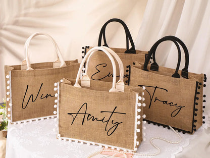 Personalized Bridesmaid Jute Tote Bag – Custom Burlap Gift