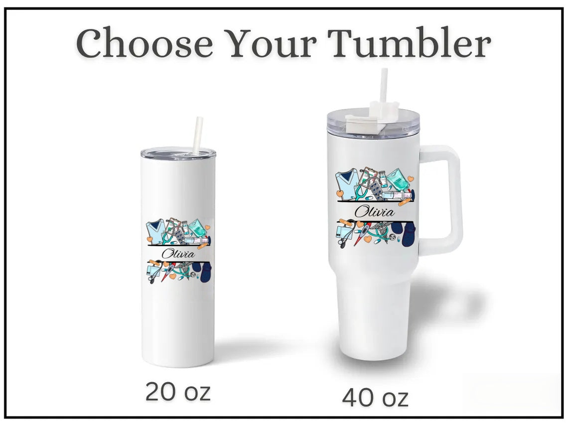 Custom Nurse Tumbler - Personalized 40oz with Handle