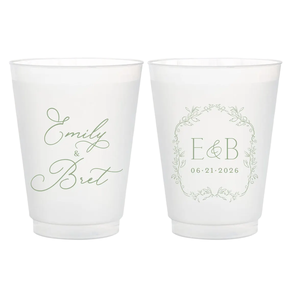 Elegant Personalized Wedding Cups | Frosted Party Favors