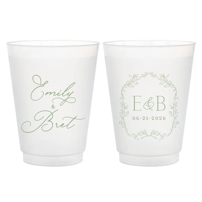 Elegant Personalized Wedding Cups | Frosted Party Favors