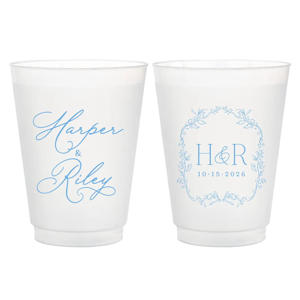Elegant Personalized Wedding Cups | Frosted Party Favors
