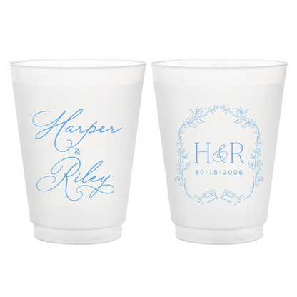 Elegant Personalized Wedding Cups | Frosted Party Favors
