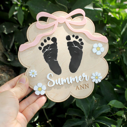Birth Flower Name Sign – Wooden Baby Name Sign for Hospital & Nursery