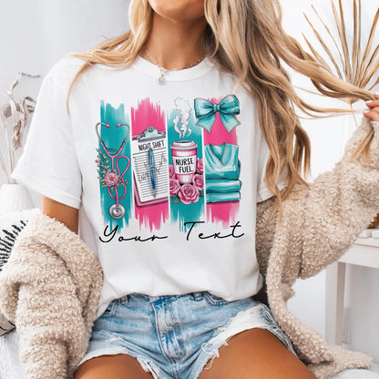 Custom Nurse Coquette Bow T-Shirt with Name – Cute & Comfy Gift