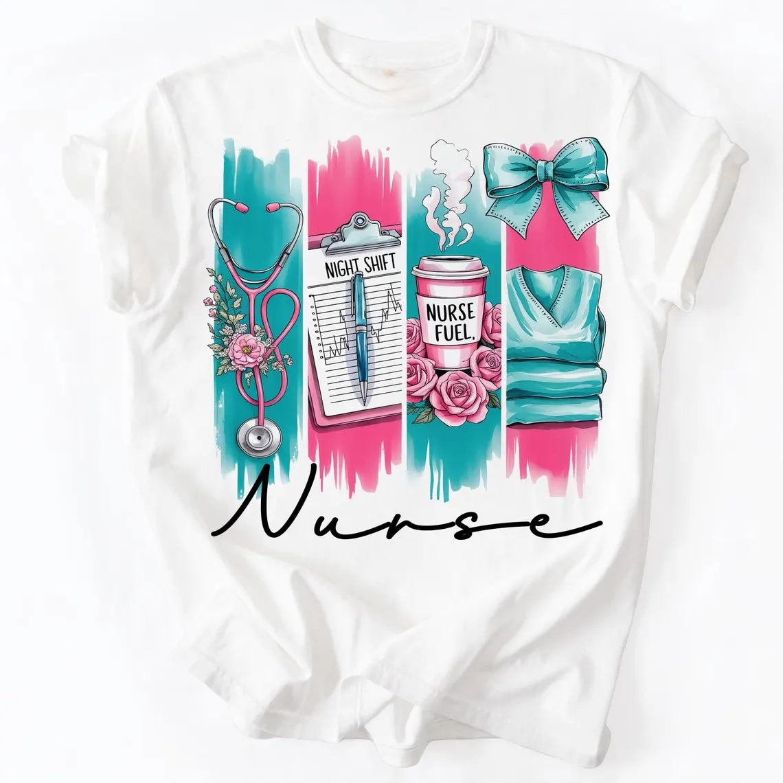 Custom Nurse Coquette Bow T-Shirt with Name – Cute & Comfy Gift