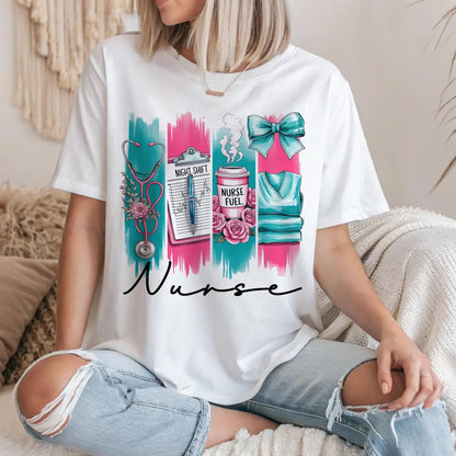 Custom Nurse Coquette Bow T-Shirt with Name – Cute & Comfy Gift