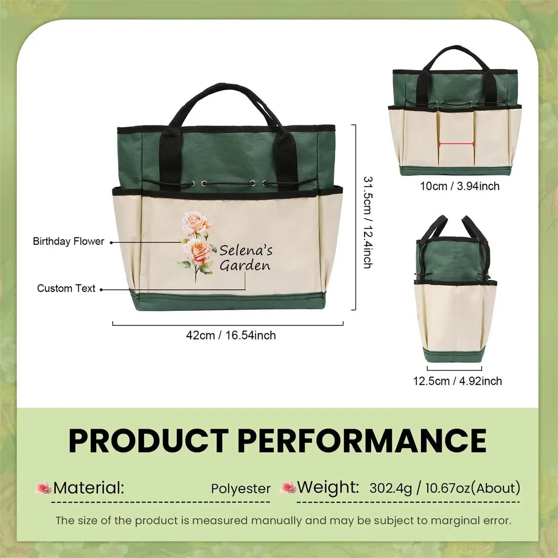 Personalized Gardening Bag & Tools – Gift for Mom & Grandma