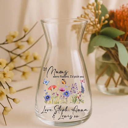 Personalised Wild Flower Glass Vase – Custom Gift