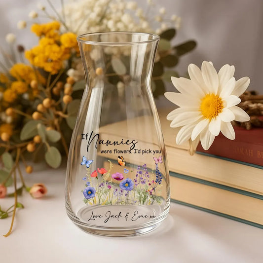 Personalised Wild Flower Glass Vase – Custom Gift