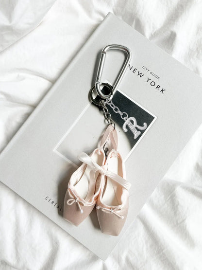 Ballet Shoes Bag Charm with Silver Initial Letter – Dance Gift