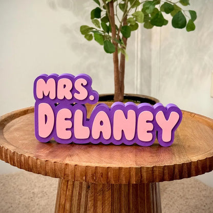 Personalized Teacher Name Sign – Custom Desk Nameplate Gift