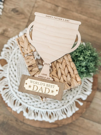 Personalized Handprint Trophy Sign – Dad Grandpa Gift Keepsake