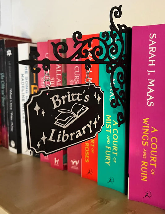 Custom Library Name Sign | 3D Printed Bookshelf Divider