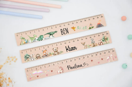 Personalized Kids Wooden Ruler – Custom Name School Gift 20cm