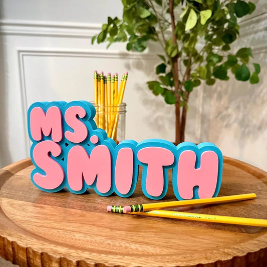 Personalized Teacher Name Sign – Custom Desk Nameplate Gift