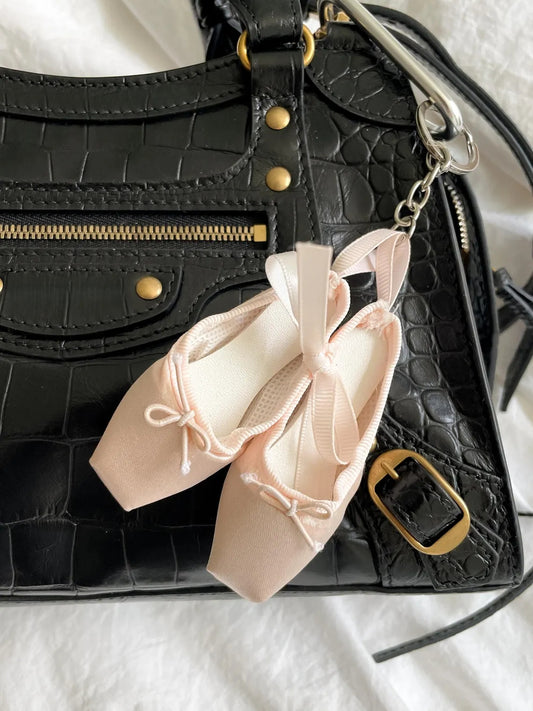 Ballet Shoes Bag Charm with Silver Initial Letter – Dance Gift