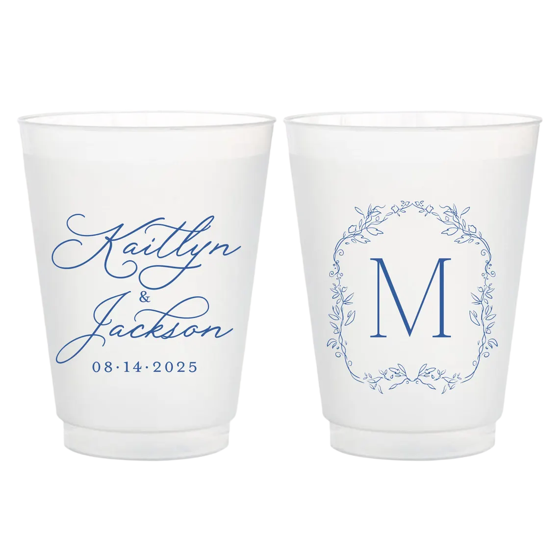 Elegant Personalized Wedding Cups | Frosted Party Favors