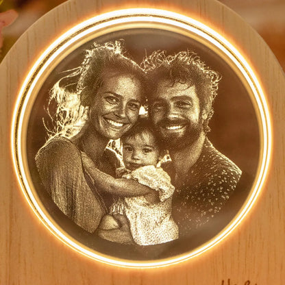 Personalized 3D Crystal Photo LED Light – Custom Family Keepsake Gift