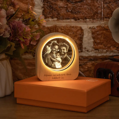 Personalized 3D Crystal Photo LED Light – Custom Family Keepsake Gift