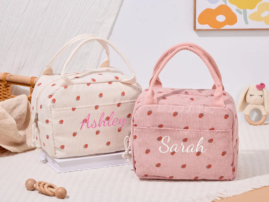 Custom Corduroy Lunch Bag for Kids | Personalized Back to School Gift
