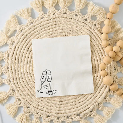 Personalized Wedding Cocktail Napkins with Initials & Date