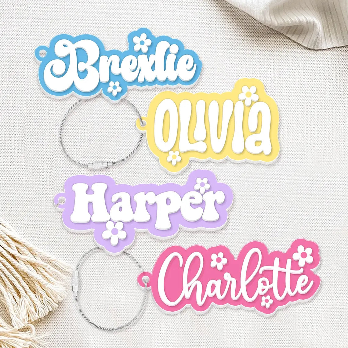 Personalized Backpack Name Tag for Kids – Cute Acrylic Keychain